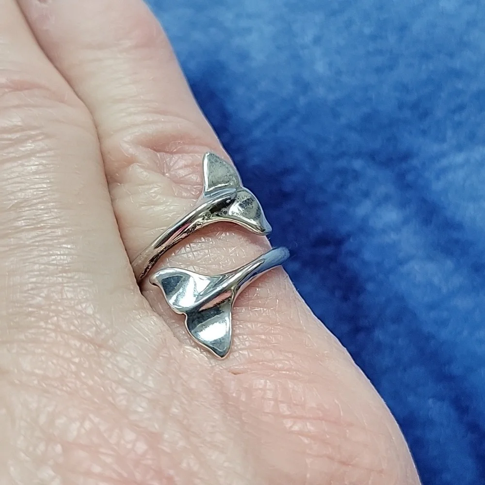 Sterling Silver Dolphin Tail Ring - Picture 2 of 6